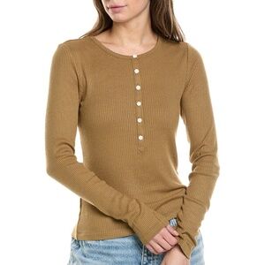 NEW! Rag & Bone The Knit Rib Henley Top Khaki (Brown) Long Sleeve Sz Small $165